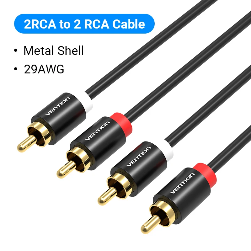 Tions 2RCA zu 2RCA Audio Kabel Gold-Überzogene 2RCA Stecker auf Stecker Aux Kabel 1m 2m für TV Verstärker Heimkino Lautsprecher Kabel RCA