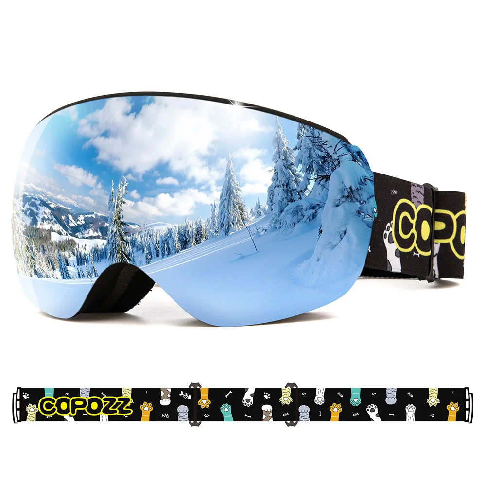 Copozz Professional Children Ski Goggles Anti-fog Frameless Ski Eyewear Windproof Sports Equipment Winter Ski Goggles for kids