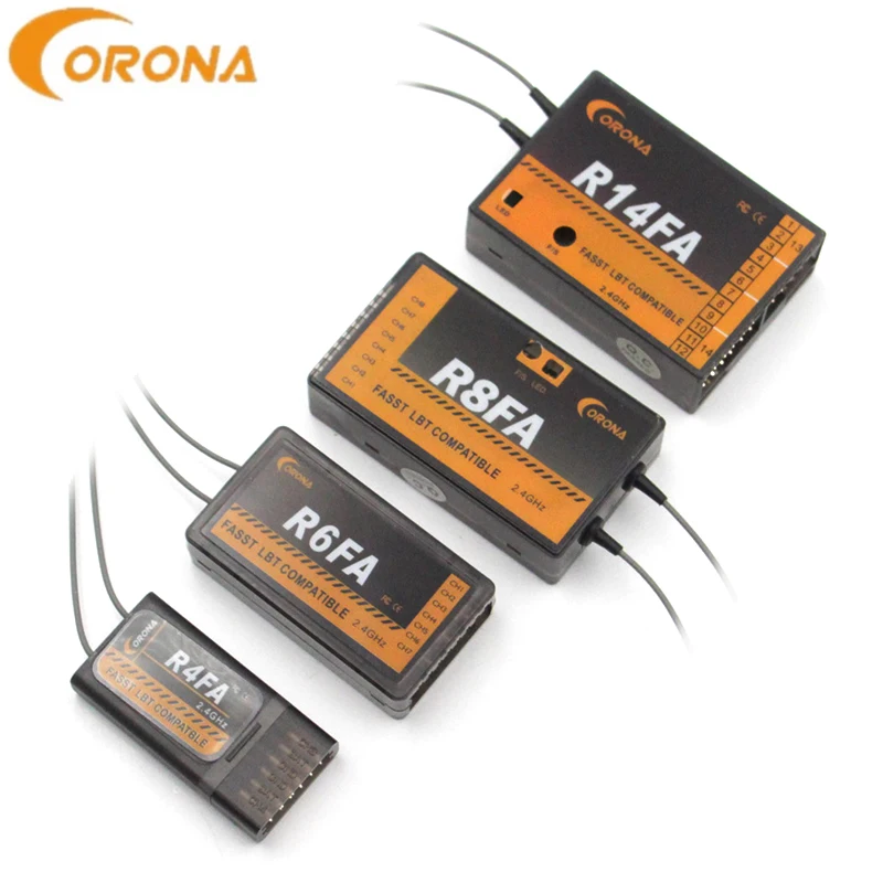 Corona R4FA/R6FA/F8FA/R14FA 2.4Ghz Dual Antenna FASST LBT Compatible FUTABA Receiver Receptor For RC FPV Fixed-wing Drones Parts