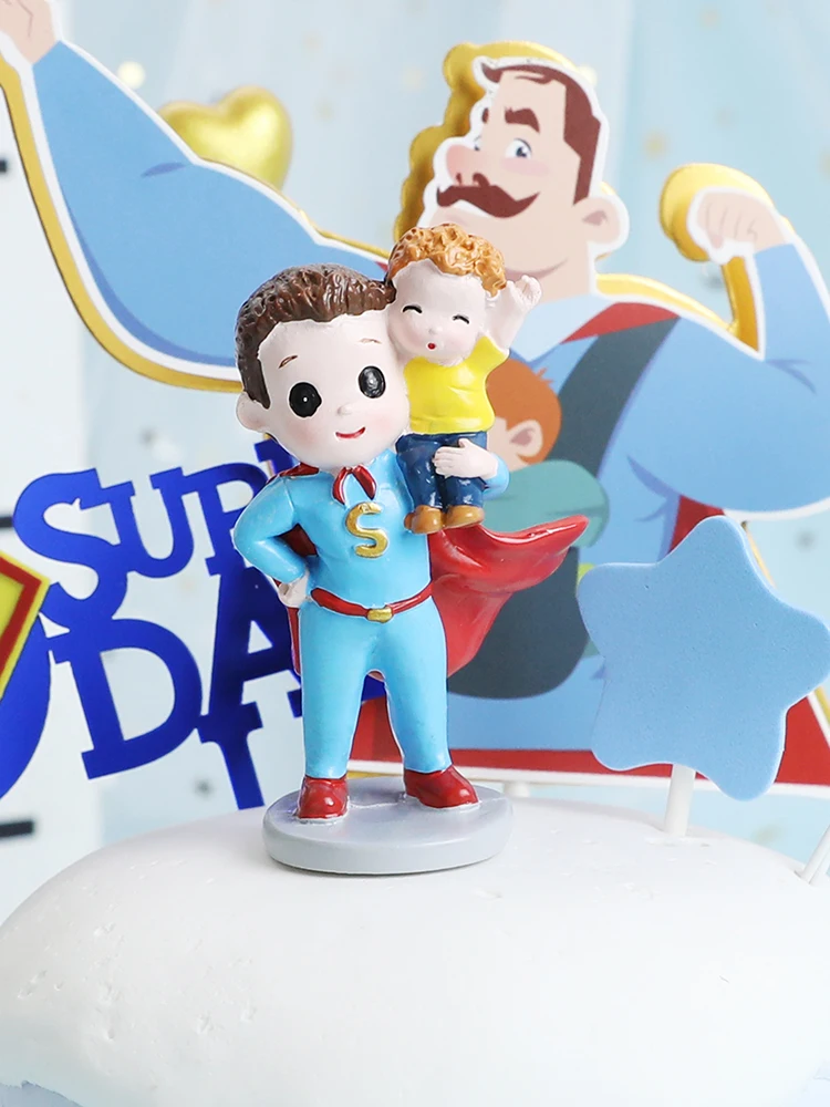 Hold Baby Super Dad Daddy Father\'s Day Cake Topper for Dad\'s Birthday Party Decorations Baking Supplies Love Gifts