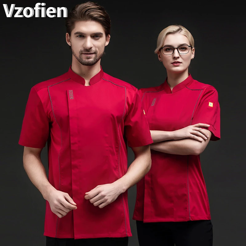 Western Restaurant Chef Jacket Food Services Chef Cooking Pastry Hot Pot Shop Work Overalls Short-sleeved Work Clothes Tooling