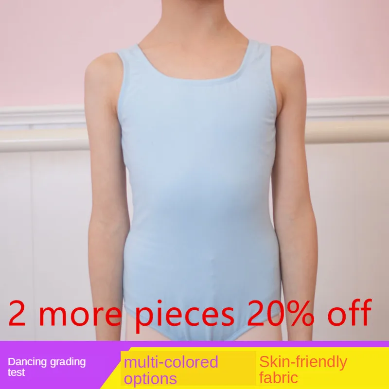 Body de leotardo de manga corta para niño y niña, Ropa de baile para Ballet, gimnasio, cuello redondo, tela de algodón rosa, azul cielo, novedad