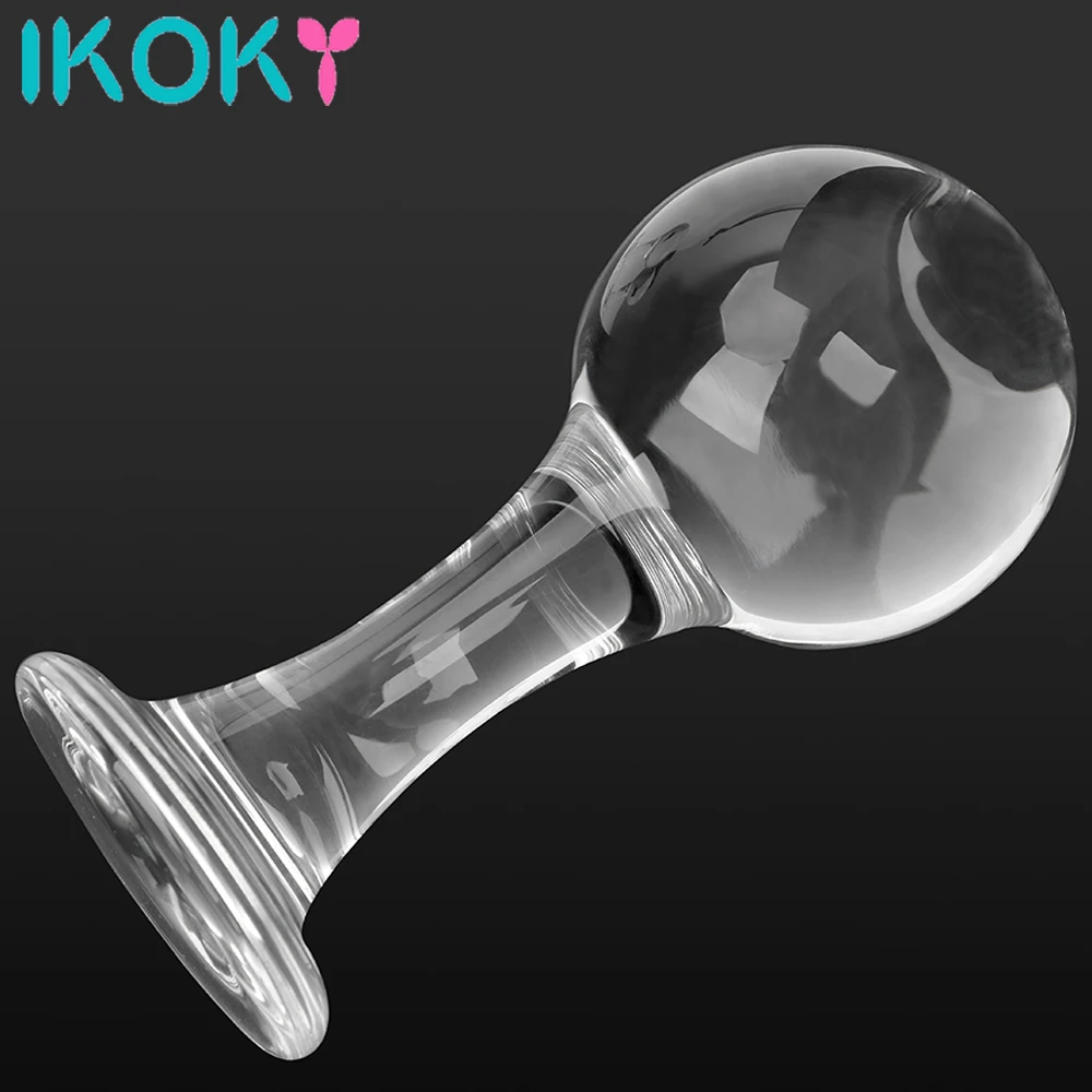 IKOKY 45-60mm Big Ball Pyrex Glass Anal Butt Plug Crystal Vagina Bead Dildo Female Masturbate Adult Sex Toy for Gay Men Women