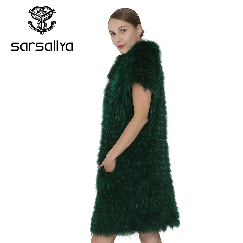 Imagem -04 - Sarsallya Inverno Feminino Real Pele de Raposa Colete Cabolsa de Pele Real Prata Raposa Colete Moda Jaqueta Outerwear