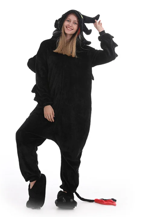 Kigurumi – pyjama pour femmes et hommes, Costume Cosplay, squelette requin souris monstre noir, vêtements de nuit, vêtements de fête