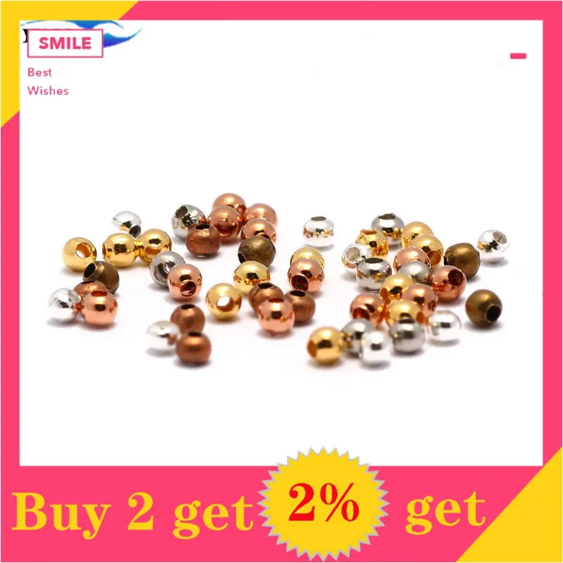 2/2.4/3/4/5/6/8/10mm Mixed Ferroalloy Positioning Beads Round Spaced Loose Beads For Jewelry Making Charm Bracelet Accessories