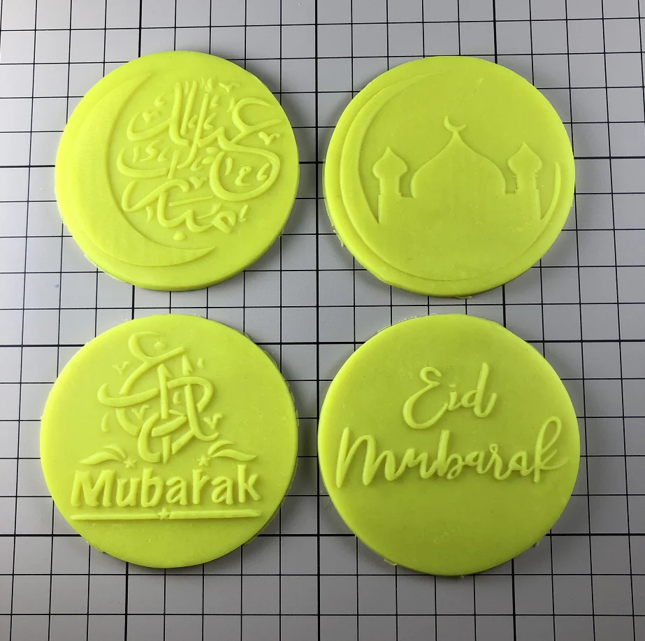 Cake decoration 6cm Eid Mubarak moon star temple Cutter reverse stamp embosser Fondant plastic cutter Cake Mould tools Baking