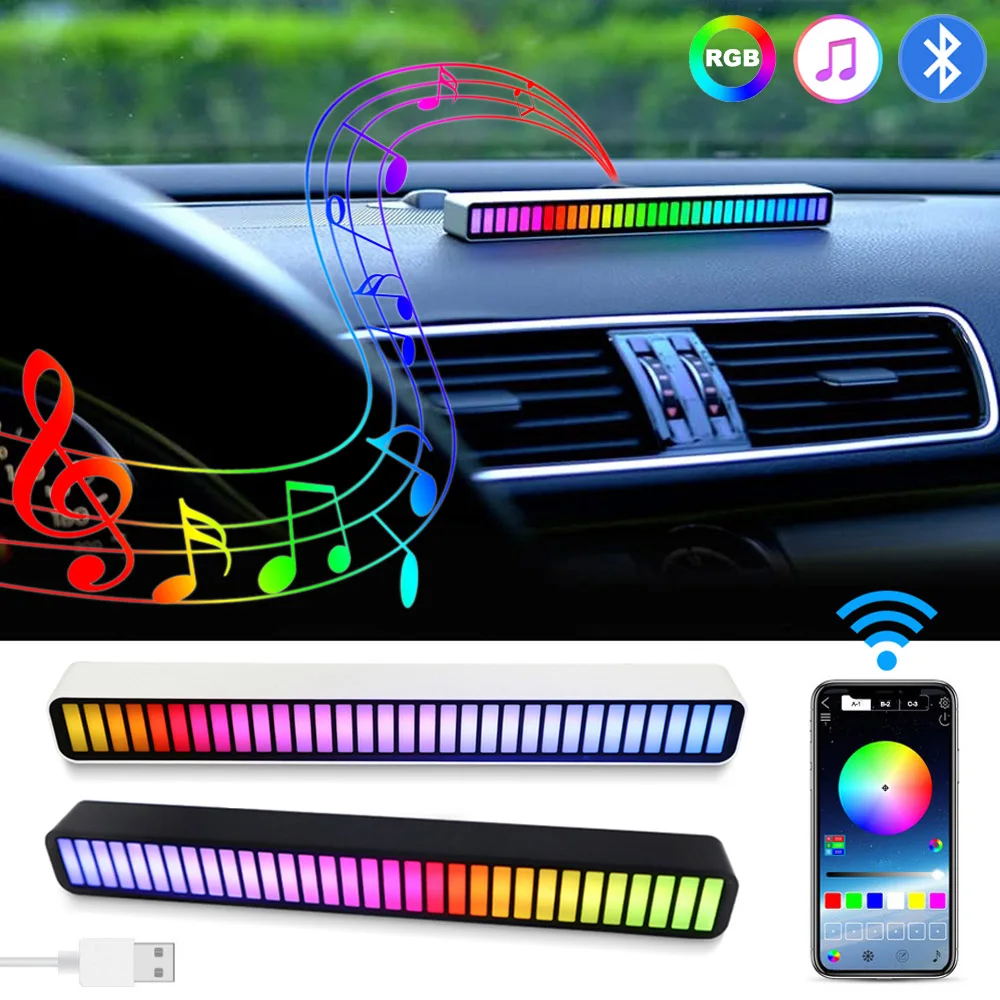 

USB RGB Звуковое управление пикап лампа в ритме музыкальный уровень Автомобильная атмосферная полоса световые полосы Декор вечерние ринки праздничный Рабочий стол окружающий свет s