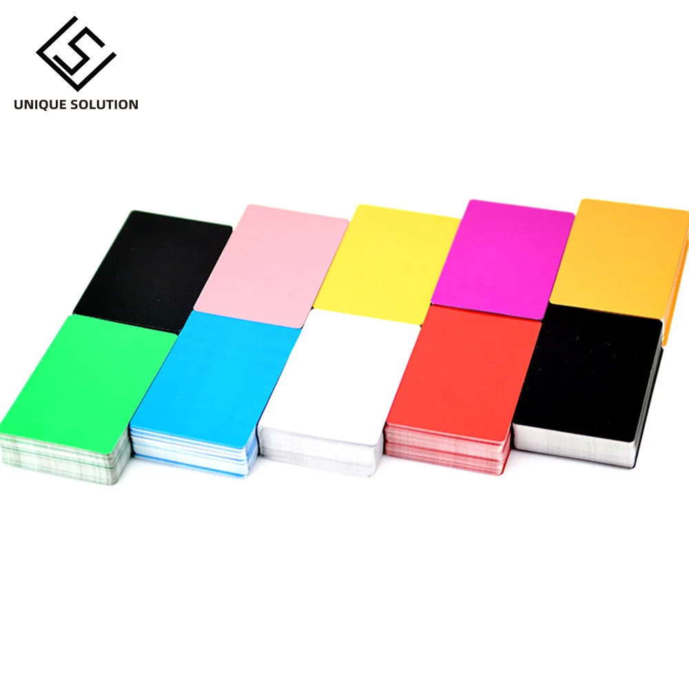50Pcs Metal Business Cards aluminum alloy Blanks Card for Customer Laser Engraving DIY Gift Cards 9 Colors Optional Gold 54*86mm