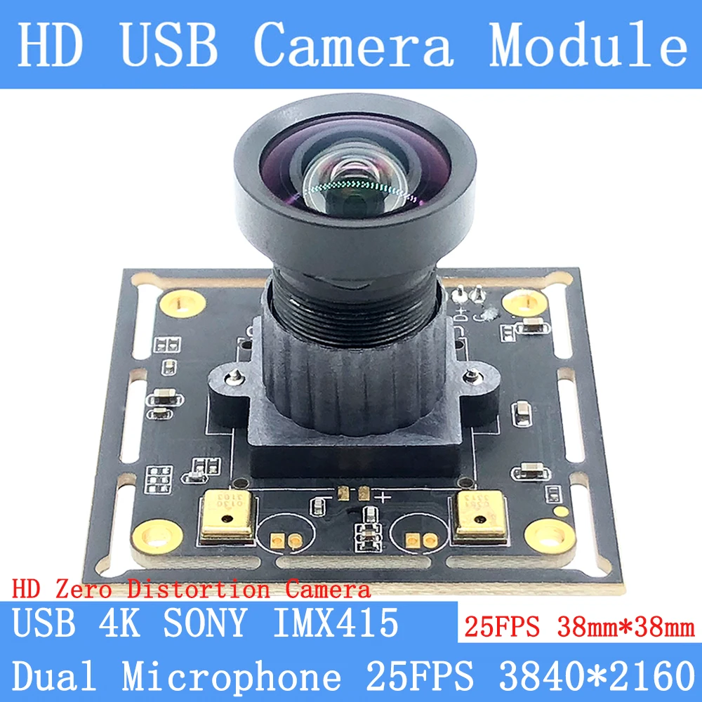 

4K Zero Distortion Webcam High Resolution 3840x2160 Sony IMX415 UVC 25FPS USB Camera Module Microphone For Android Windows