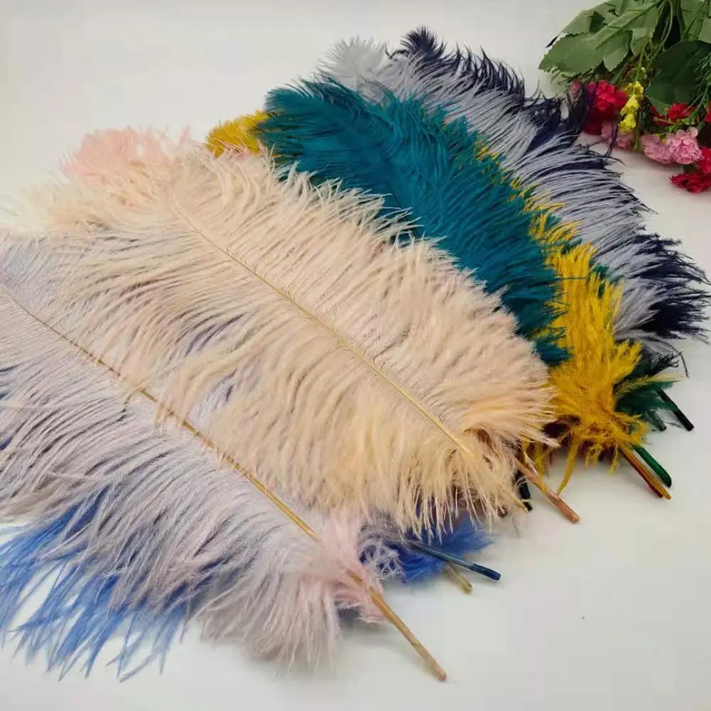 Wholesale 50Pcs/Lot Natural White Ostrich Feathers For Crafts 35-60CM Carnival Costumes Party Home Wedding Decorations Plumes