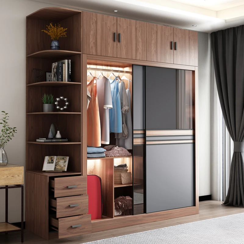 Sliding door closet Nordic modern simple glass WARDROBE BEDROOM sliding door storage cabinet