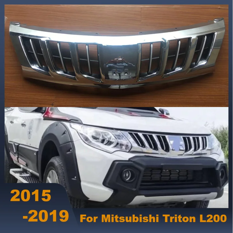 ABS Black Middle Grille Racing Grills Front Bumper Acing Grille For Mitsubishi Triton L200 2015-2019