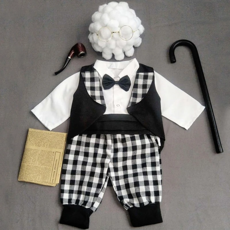 Infant Baby Boys Baby Girls Photography Props Toddler Clothes Baby Girls Cosplay Grandma Costume Newborn Photo Shooting Outfits