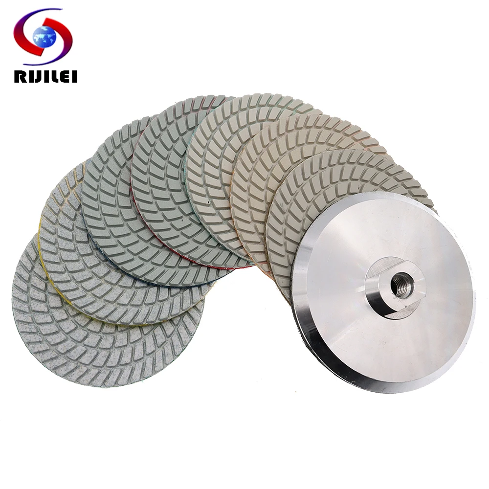 Diamond Wet Polishing Pad Rodas de Moagem Flexíveis para Pedra de Mármore de Granito Disco de Lixamento tipo Spin Branco 125 mm Pcs 5