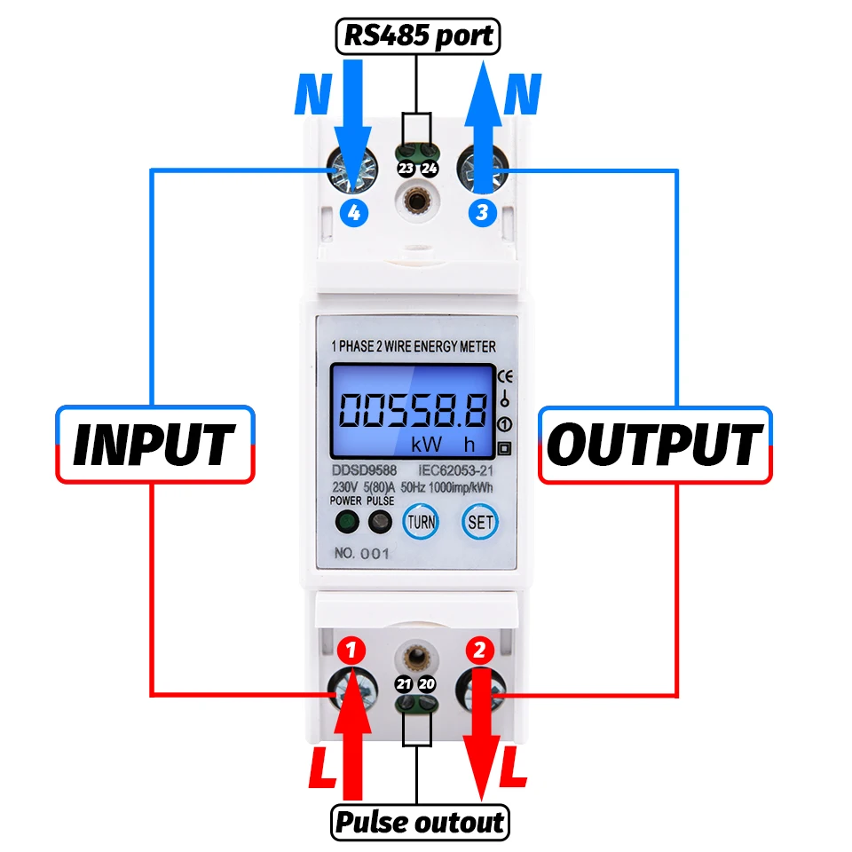 Electric Energy Meter RS485 5-80A 230V AC  High Precision  Digital Electricity Consumption Meter With Voltage Current Display