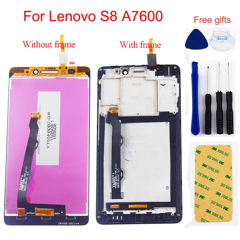 For Lenovo S8 A7600 A7600M A7600-M LCD Display Monitor Panel Screen + Touch Screen Digitizer Sensor Panel Glass Assembly Frame