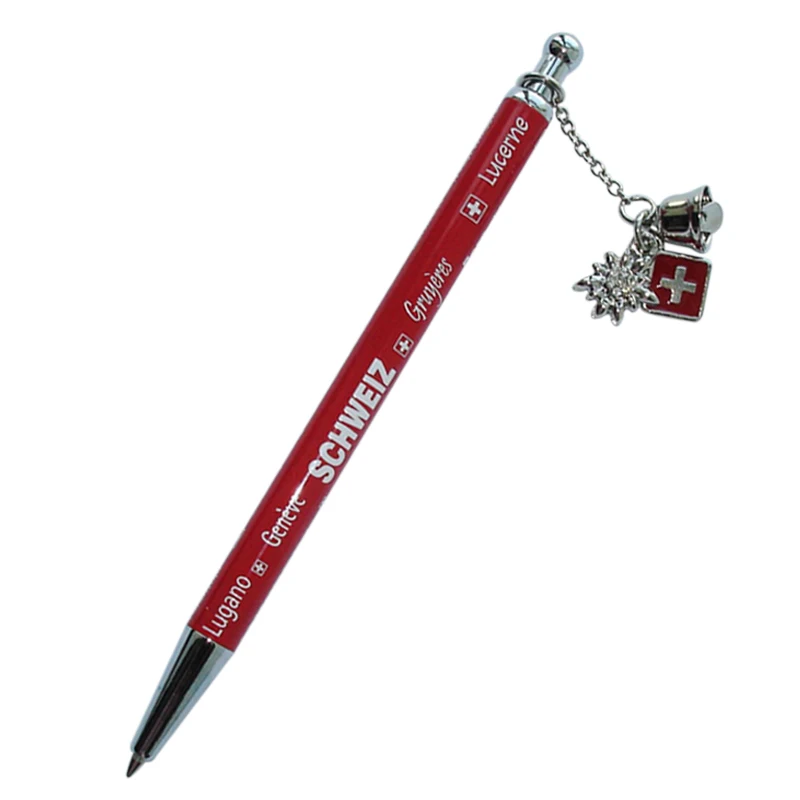 

ACME Metal Ballpoint Pen with Small Bell Pendant Switzerland Element Red Cute Ball Pen Click & Push Cool Pen for Students Gifts