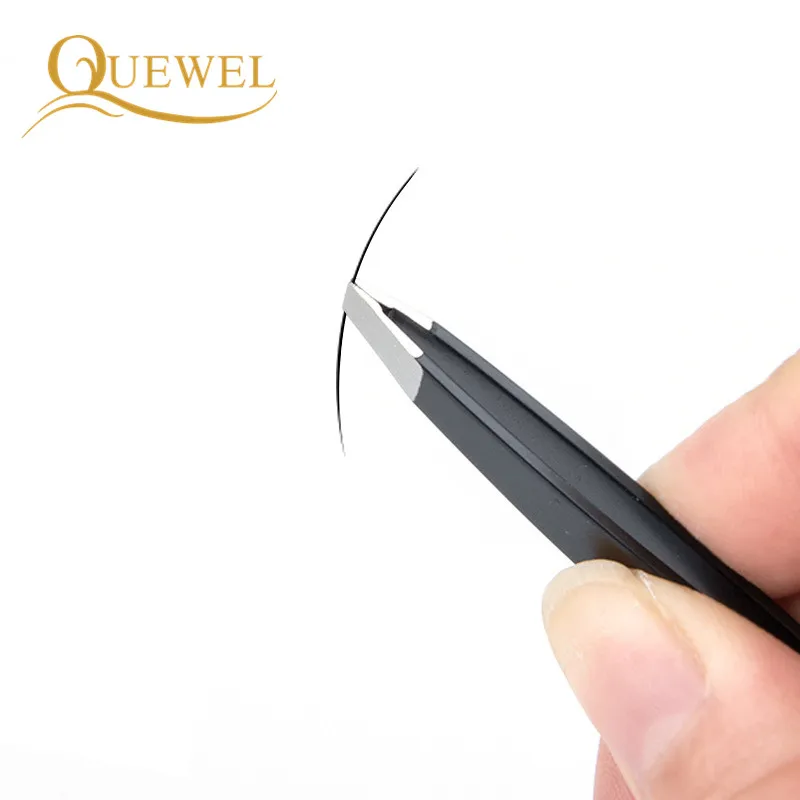 Quewel 1PC Black/Pink Eyebrow Tweezers False Eyelash Applicator Face Hair Clip Stainless Steel Tweezer Beauty Makeup Tool