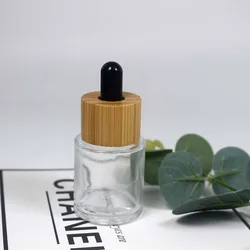 20ml Empty Clear Glass Dropper Bottle with Bamboo Cap