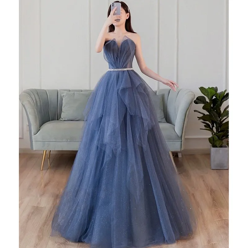 Rode De Siree Party Dress Luxury Evening Dresses Strapless Prom Dress A-line Sleeveless Floor-length Evening Dresses Long