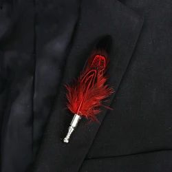 Feather Brooch Men's Brooches Christmas Pins Decorative Pin Wedding Party Lapel Pin Men Suits Pins Gift BADGES Party Stage