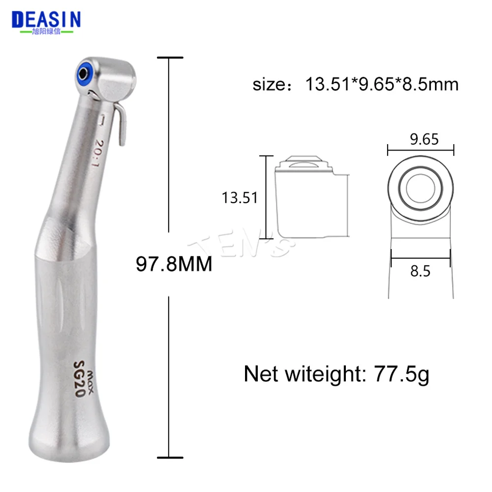 DEASIN De- MAX SG20 Dental Against Implant Angle 20/1 Low Speed Contra Angle Handpiece Odontologia Push Button Chuck Tools