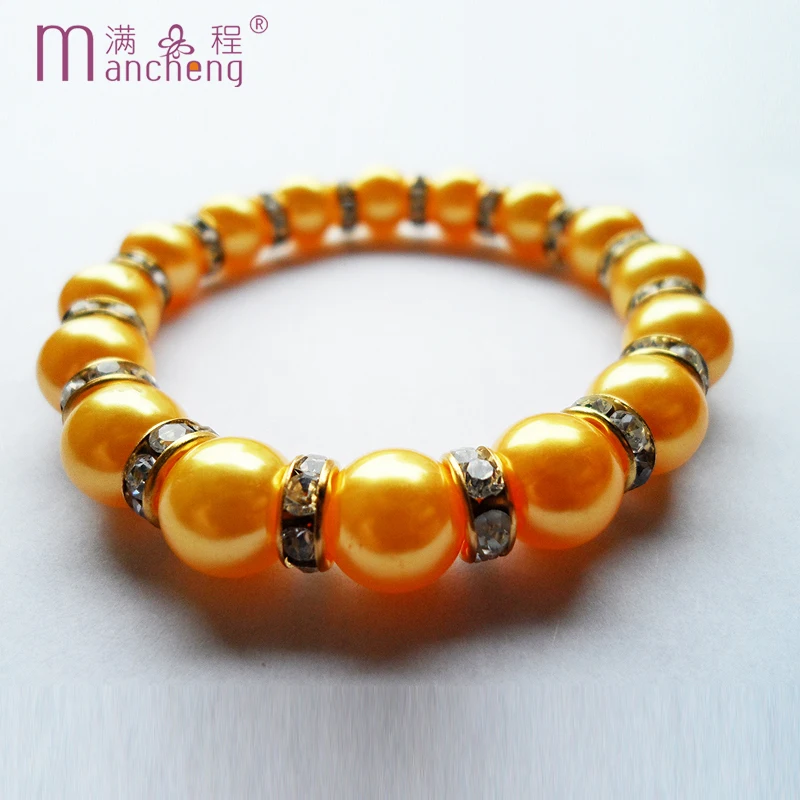 tiki Shallow orange 10MM pearl bracelet find quality pearl Set auger Shallow orange bracelet bangles jewelry