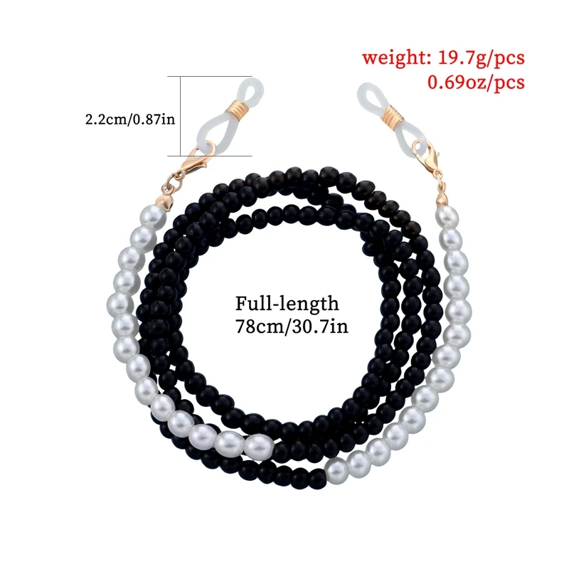 Weiß Schwarz Seed Perlen Glas Kette für Frauen Gesicht Maske Halter Legierung Nicht-slip Lanyard Metall Hals Hängen Gurt für Mädchen Im Freien Geschenk