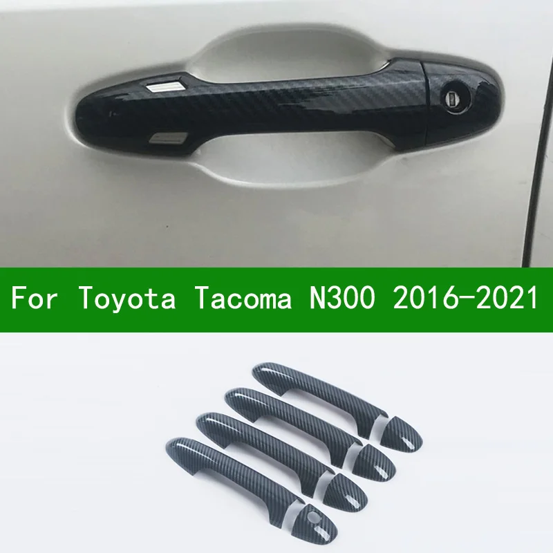 For toyota tacoma TRD Sport N300 2016-2021 black carbon fiber car side smart door handle cover trim 2017 2018 2019 2020