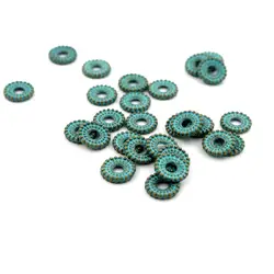 Perles d'espacement en métal vert tibétain pour bijoux, bricolage, bracelet, collier, accessoires, approvisionnement en gros, 100