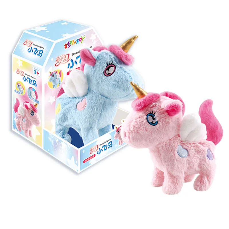 Giocattoli di peluche Unicorns da passeggio elettrici bambole di animali di peluche per bambini giocattoli elettronici per l'educazione precoce regali di natale per bambini