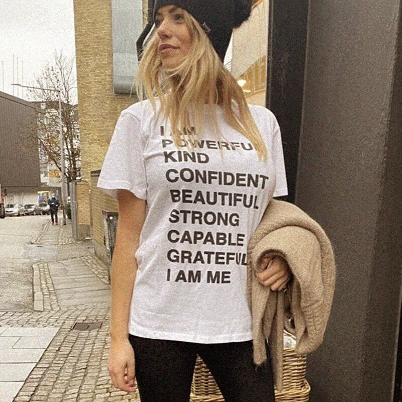 

Letter Cozy Tees Women Summer Short Sleeve O Neck Simple White T-Shirt Shirts Casual Vintage Soft Cotton Tshirts Tops 2021