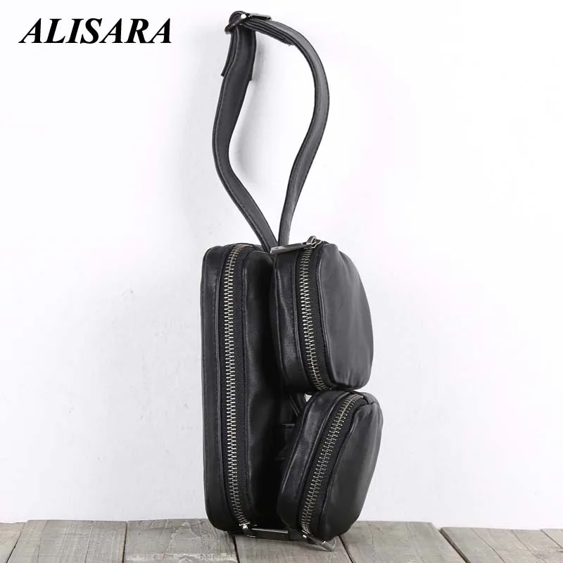 

Alisara Clutch Bags Male First Layer Cow Leather Top End Men Small Hand Bag Casual Storage Cell Phone Zipper Purses Long Wallet