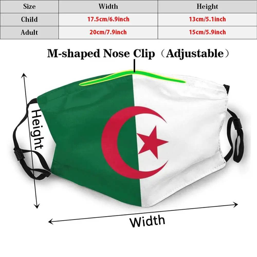 Algerian Flag Of Algeria Adult Kids Anti Dust Filter Diy Mask Algerian Flag Algeria Algerian City Girls Algerian Family Strong