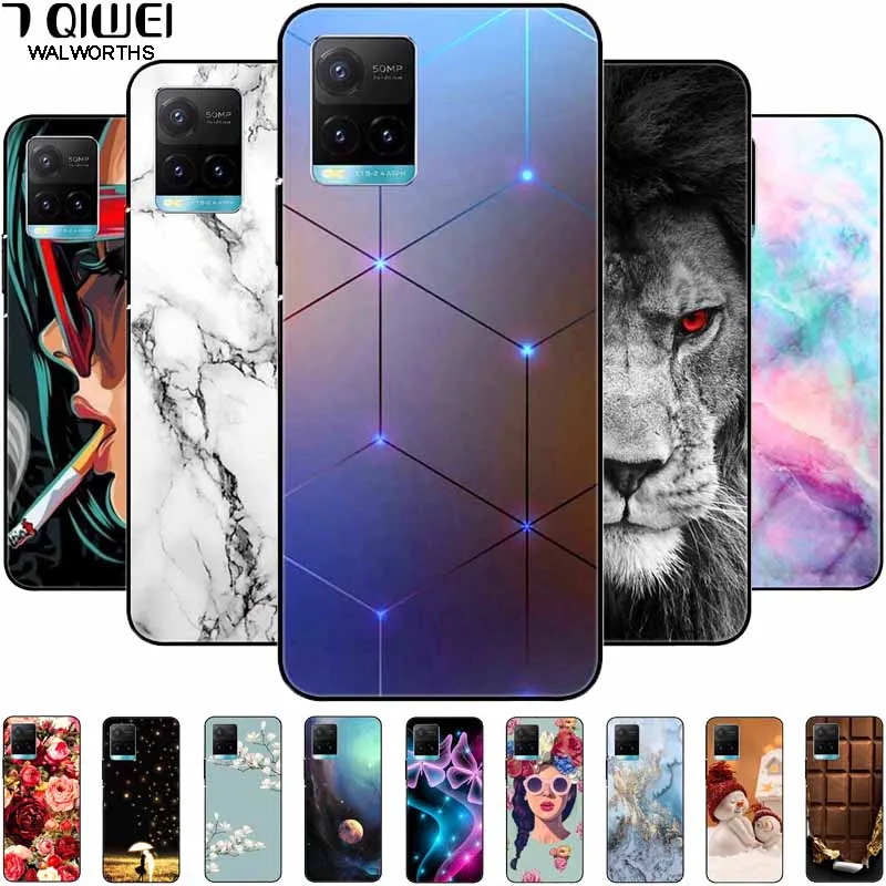 For vivo Y33s Case Y 33s Silicone Soft Painted Cat Black Covers for Vivo V2109 Y33S Back Case TPU Coque for VIVOY33s Cartoon