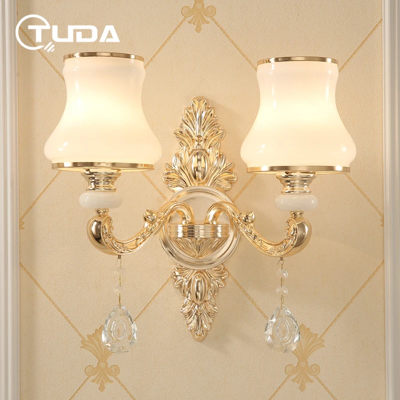 

TUDA European Style Alloy Wall Lamp for Living Room Bedroom Television Background Bedside Lamp Led Wall Light