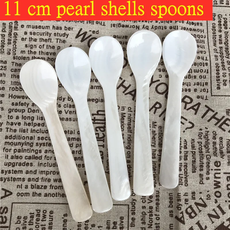 The Spoon Sauce Spoon Caviar White Conch Shells Hotel Tableware Kitchen 11 cm Dessert Salt Coffee Mother-of-pearl shell spoon