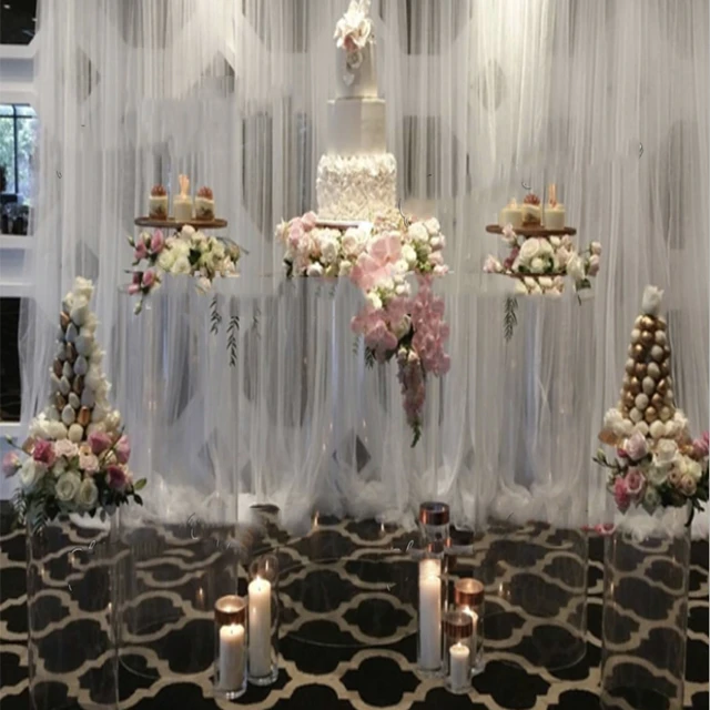 

Wedding Event Aisle Decor Large Elegant White Metal clear acrylic Table Centerpiece wedding stage yudao564