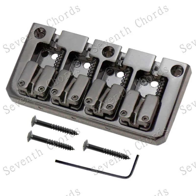 A Set Of 4 Strings Bass Guitar Bridge Guitar Parts Black Silver Color Musical Instrument Accessories