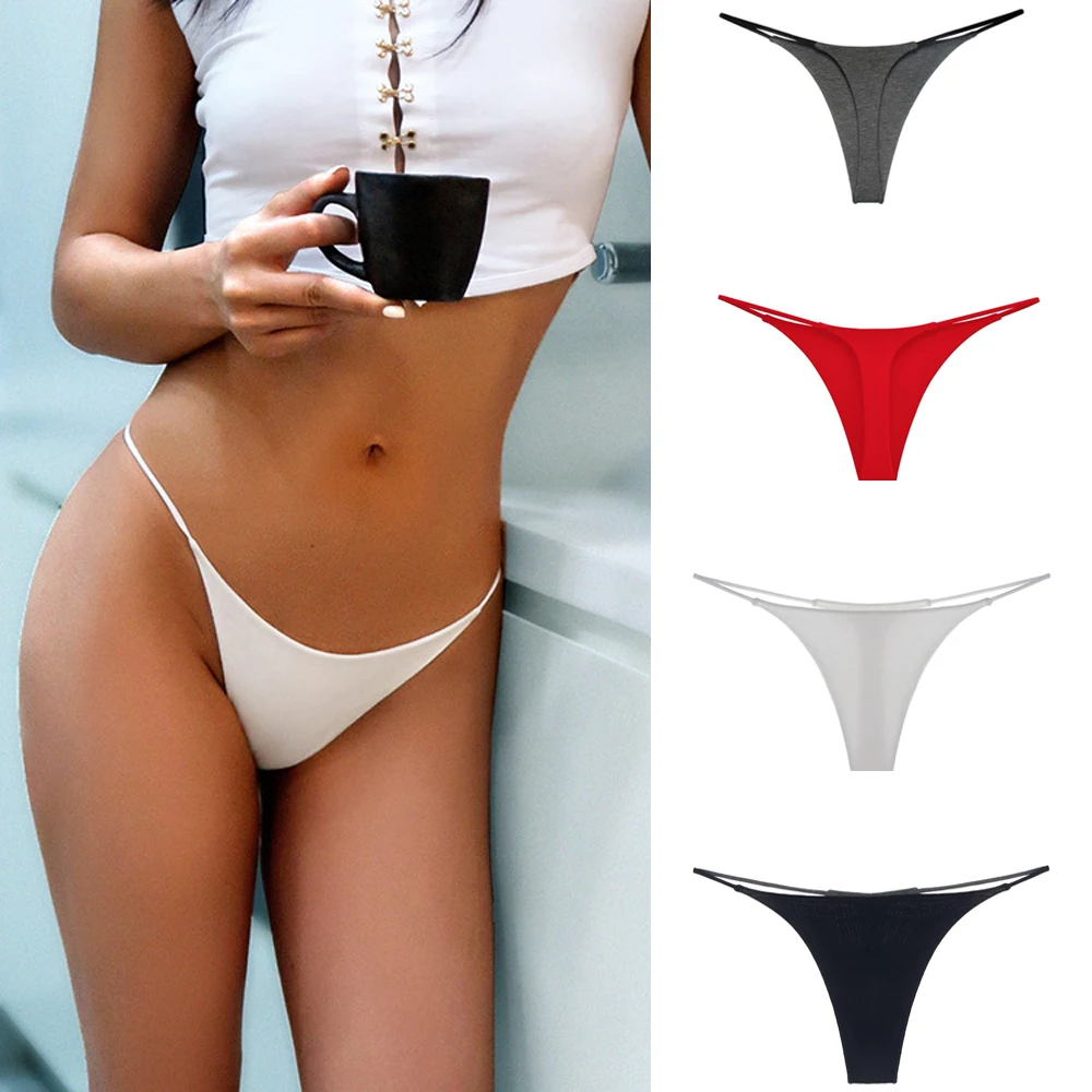 Thin Strap Women Thongs G Strings Plus Size Low Rise T-back Bikini Panties Underwear Female Lingerie S-XL