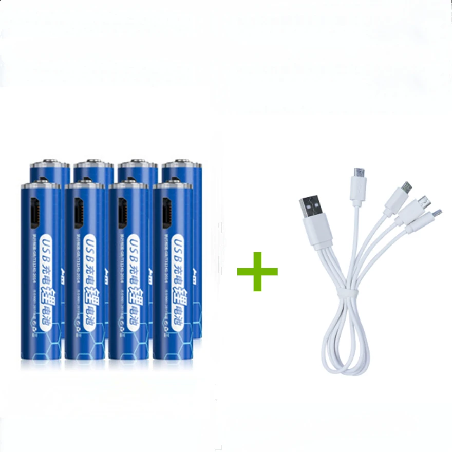 

8PCS New original 1.5V USB AAA rechargeable battery 1000mWh USB rechargeable lithium battery with Micro USB cable fast charging