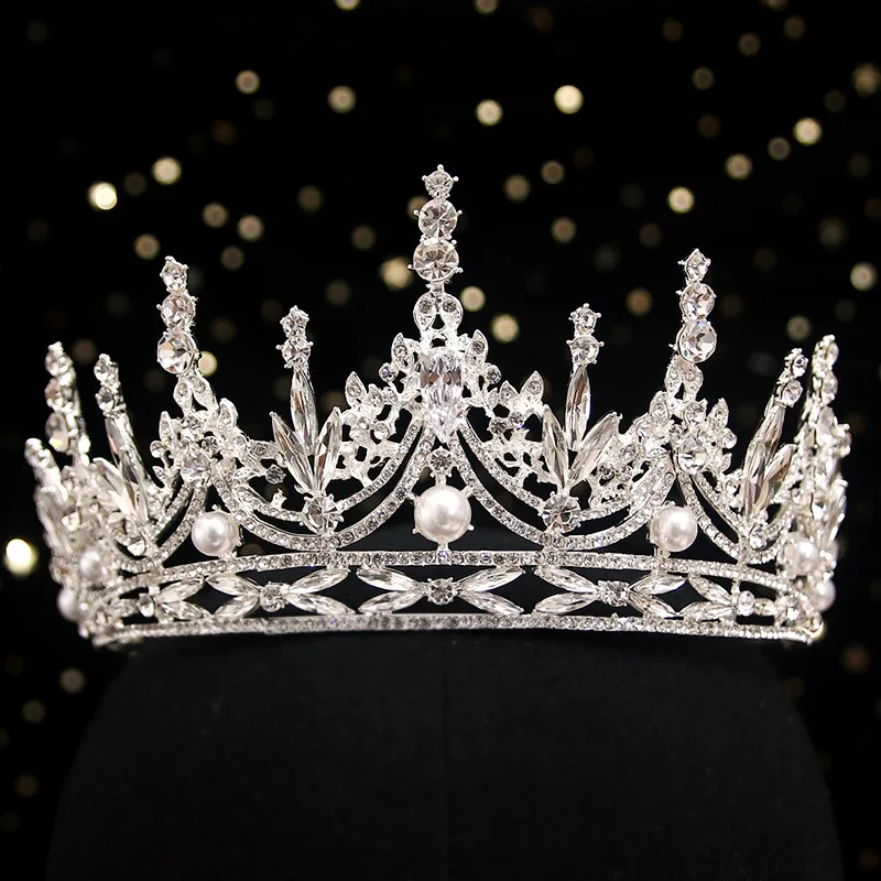 Bride Alloy Rhinestone Crown Headdress New Baroque Crown Wedding Dress Accessories Jewelry Birthday Hair Accessories