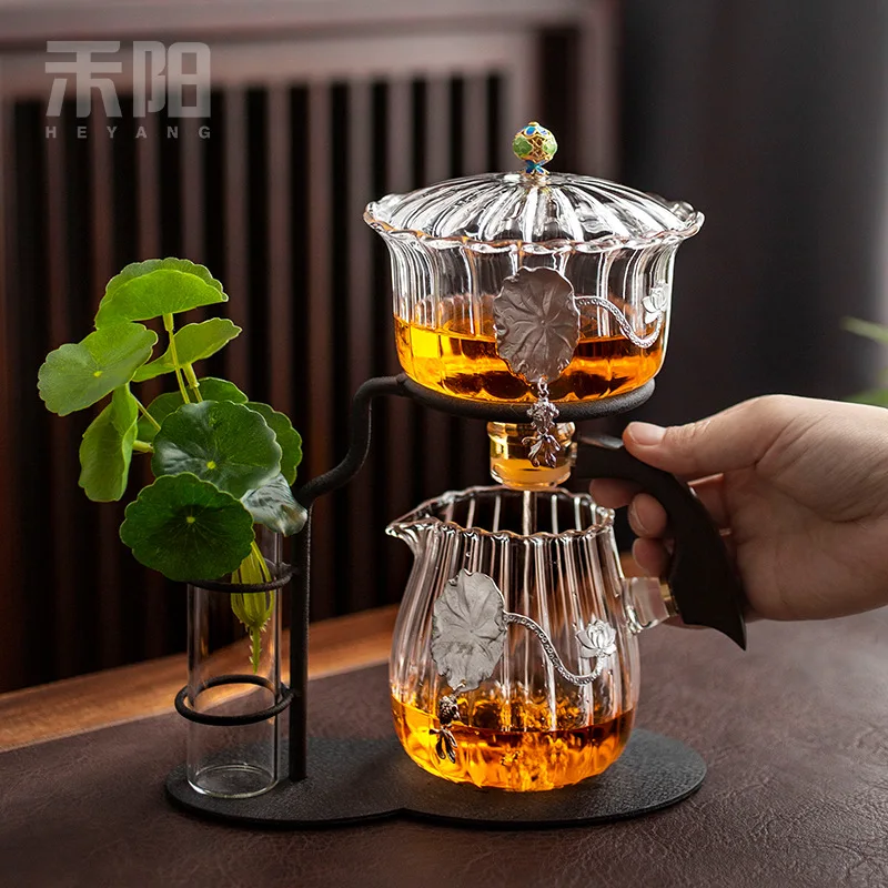 Yunjin automatic tea set glass lazy tea set home gifts magnetic water brewing tea ware