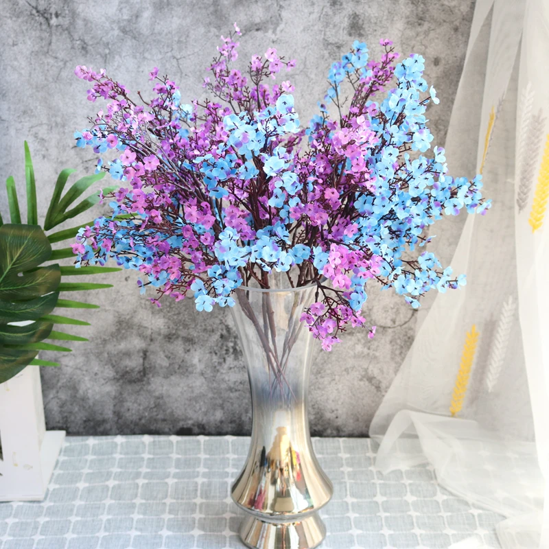 White Artificial Flowers Cherry Blossoms Gypsophila Fake Plants DIY Wedding Bouquet Vases for Home Decor Faux Christmas Branch