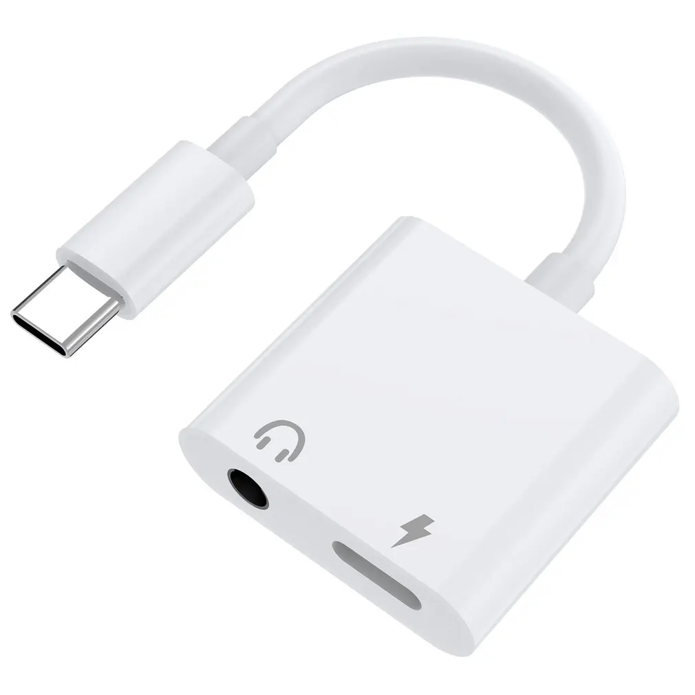 New Audio Adapter Usb-C To USB-C + 3.5mm Two In One Audio Adapter TPE Wire Portable Pure Color Clear Edges