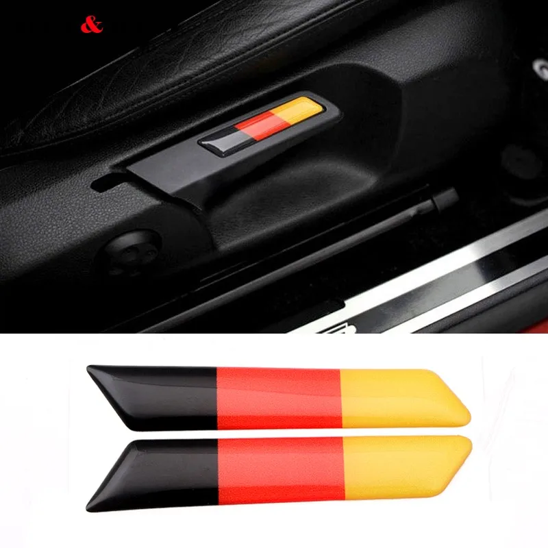 2Pcs 3D Sticker Lift Wrench Handle Seat Insert Trim Cover For Volkswagen VW Golf 5 6 MK5 MK6 GTI Germany Flag Emblem Car Styling