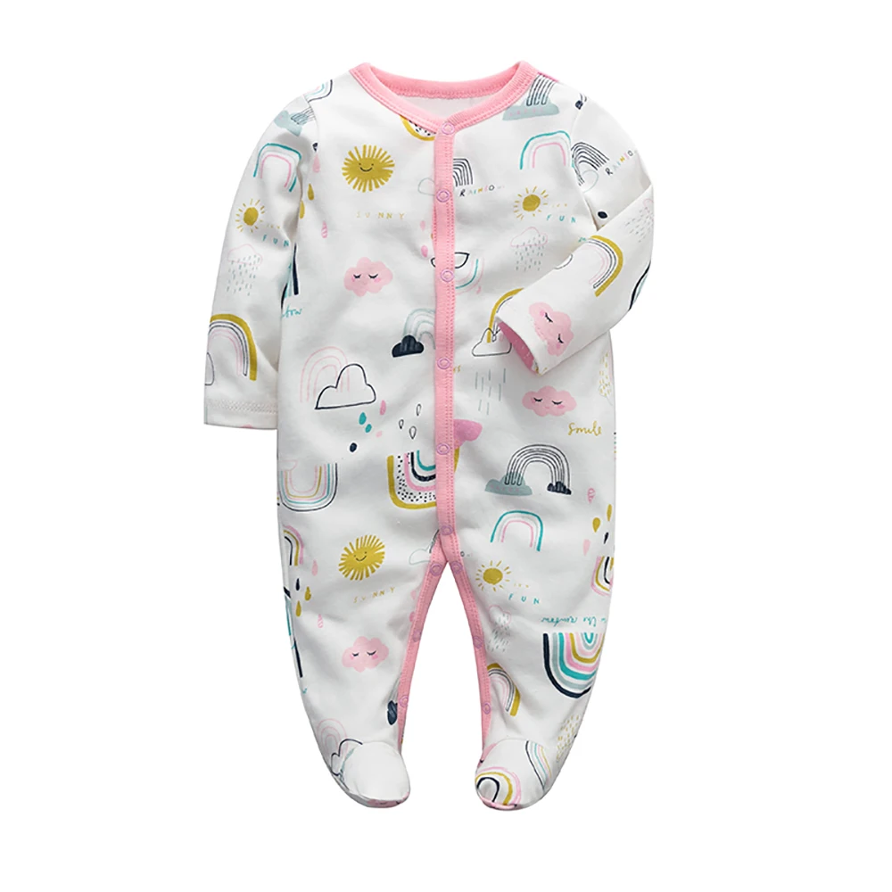 Newborn Pajamas For Boys And Girls Long Sleeve Footed Cotton Sleepsuit New Born Sleepwear Baby Clothes