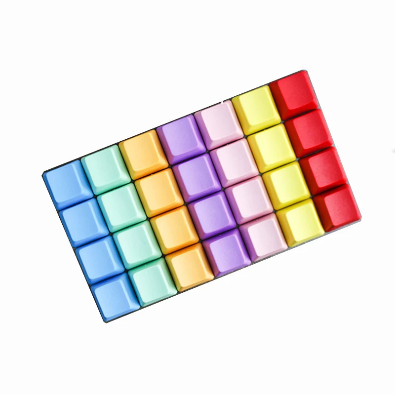 Teclado mecánico grueso sin grabar PBT, 16 piezas, 1u, R1, R2, R3, R4, OEM, arco iris multicolor monocromático alto