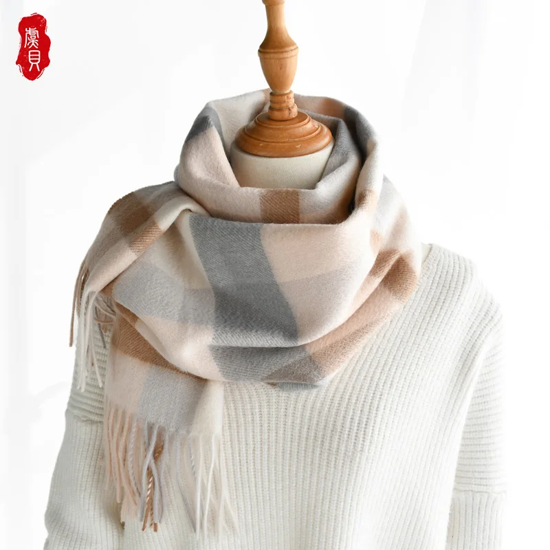 100% cashmere scarf men women classic light plaid narrow short scarves soft fashion casual thin warm winter shawl luxury gift